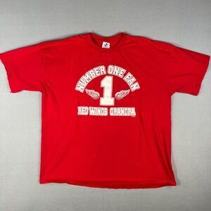 VTG Detroit Red Wings T Shirt FIts 2XL Number One Fan Grandpa NHL 1990s LGRW USA